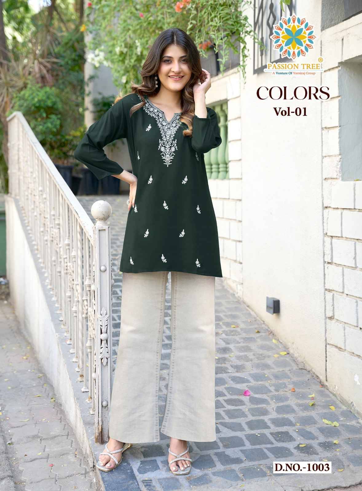 COLORS VOL-1 By PASSION TREE 1001 To 1008 Series  Designer Ethnic Wear Collection Rayon Tops At Wholesale Price